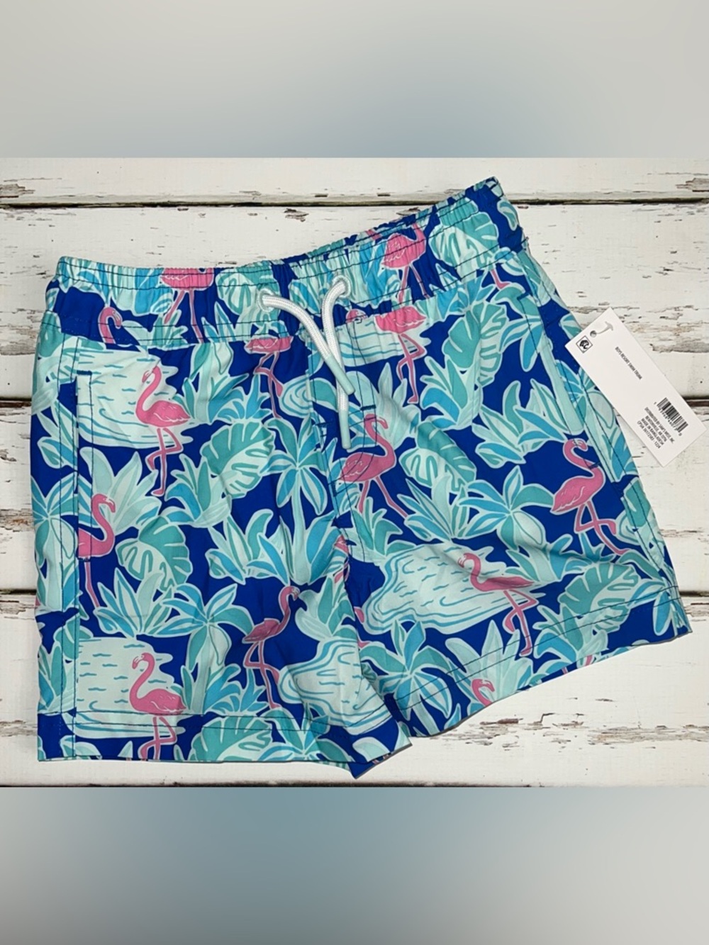 Blue Flamingo Print Swim Shorts